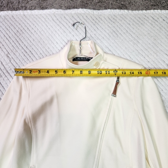 Lauren Ralph Lauren Ivory Women's Moto Jacket Full Crossbody Zip XS - Picture 14 of 16